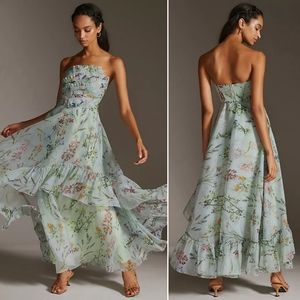Anthropologie Geisha Strapless Ruffle Maxi Dress NWT